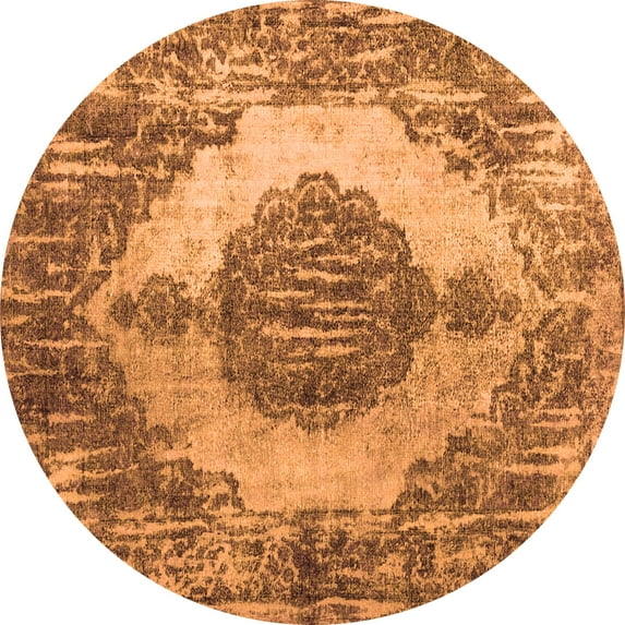 Ahgly Company Indoor Round Abstract Orange Contemporary Area Rugs, 5' Round