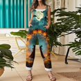thumbnail image 5 of Plus Size Halloween Boho Overalls for Women Print Linen Jumpsuits 2026 Spaghetti Strap Rompers, 5 of 7
