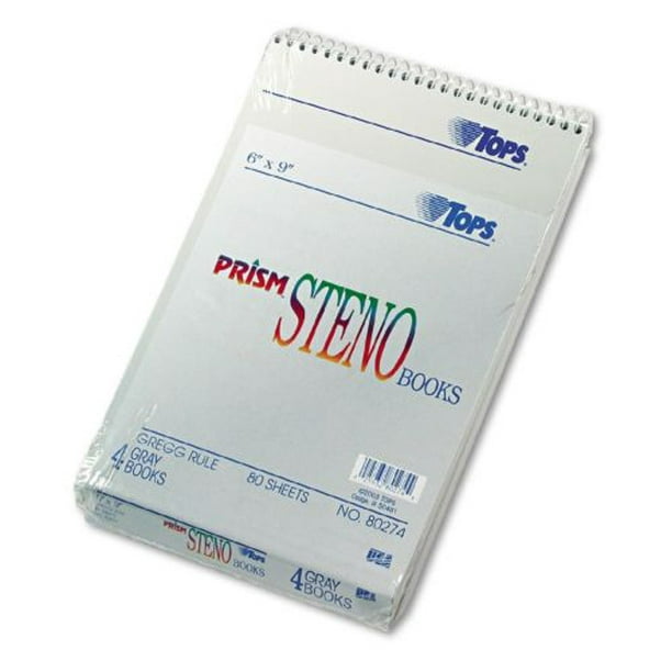 TOPS Spiral Steno Notebook Gregg Rule 6 x 9 Gray 80 Sheet Pads and Pack