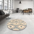 thumbnail image 4 of Ahgly Company Machine Washable Indoor Square Abstract Khaki Gold Area Rugs, 8' Square, 4 of 7