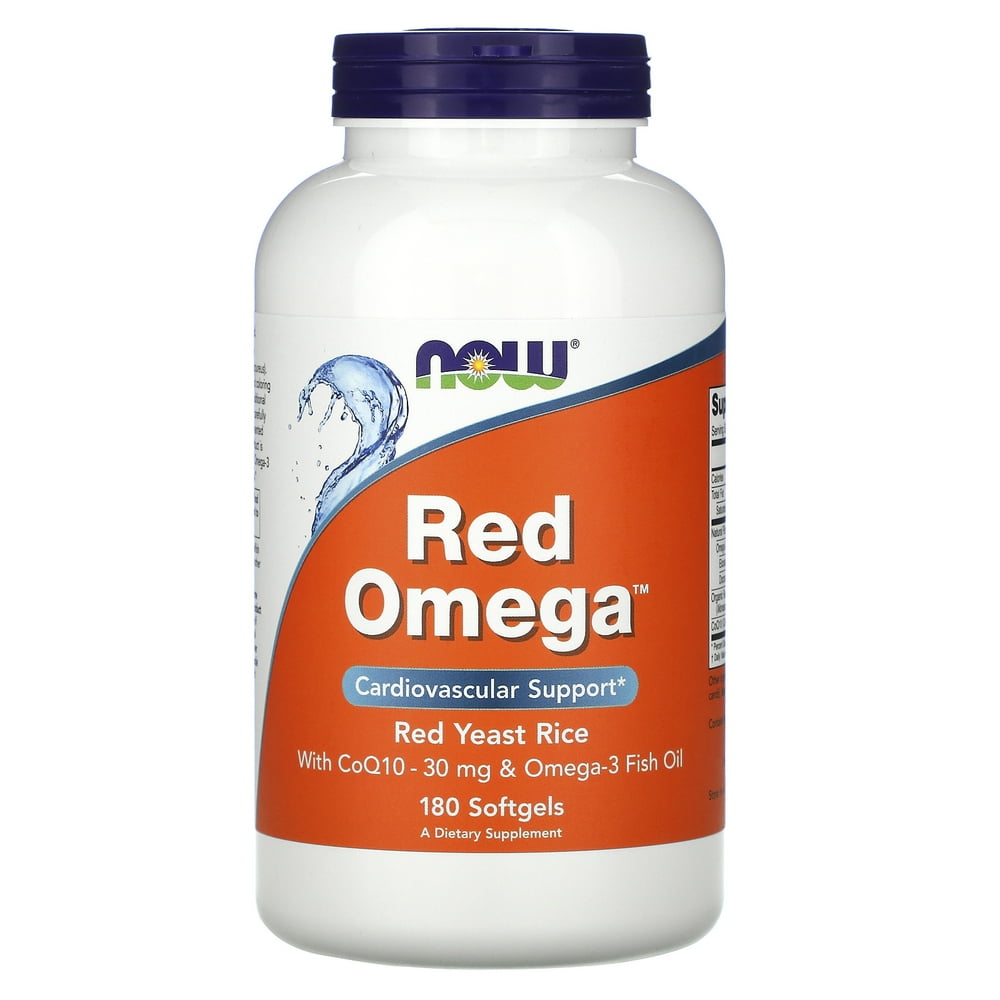 NOW Red Omega Red Yeast Rice + CoQ10 Softgels, 30 Mg, 180 Ct