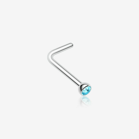 BM25 Press Fit Gem Top L-Shaped Nose Ring-Aqua