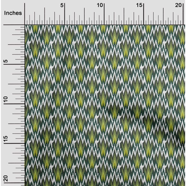 oneOone Cotton Cambric Fabric Zig Zag Flame Stitch Decor Fabric Printed BTY 56 Inch Wide