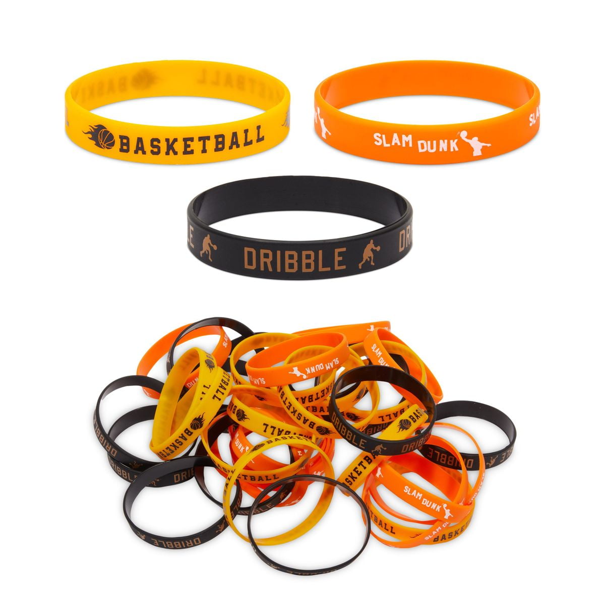 Set of 12 Wristband Silicone Wrist Band Rubber Bracelet Run Sport Basketball 