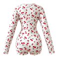 thumbnail image 6 of JIAYUE Women Bodysuit Pajamas Long Sleeve V Neck Button Front Cute Print Stretchy Loungewear Romper for Casual Wear, 6 of 6