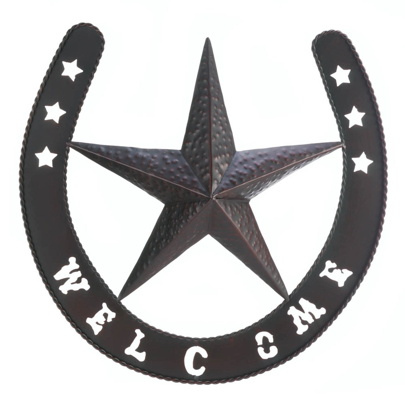 Cast Iron HORSESHOE STAR WELCOME Cowboy Plaque Sign Rustic Ranch Wall Decor 