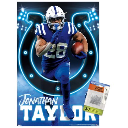 NFL Indianapolis Colts – Jonathan Taylor 22 Wall Poster with Push Pins 14.725 x 22.375