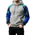 thumbnail image 4 of Men’s Pullover Hoodie Long Sleeve Drawstring Hooded Sweatshirt Raglan Sleeve Camouflage Print Casual Loose Fit Top Light Gray 2XL, 4 of 5