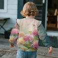 thumbnail image 5 of Xixirimido Dragonfly Hydrangea Flower Print Toddler Girls Fall Winter Sweatshirt Long Sleeve Ruffle Trim Pullover Top Cute Graphic Crewneck Sweater Outfit, for 1-2T, 5 of 7