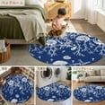 thumbnail image 6 of 3ft Round Rug, Navy Blue Coastal Non-Skid Rubber Backing Large Area Rugs - Living Room Bedroom Home Office, Starfish Coral Ocean Conch Sea Nautical Indoor Floor Mat Carpets Washable Rug, 6 of 9
