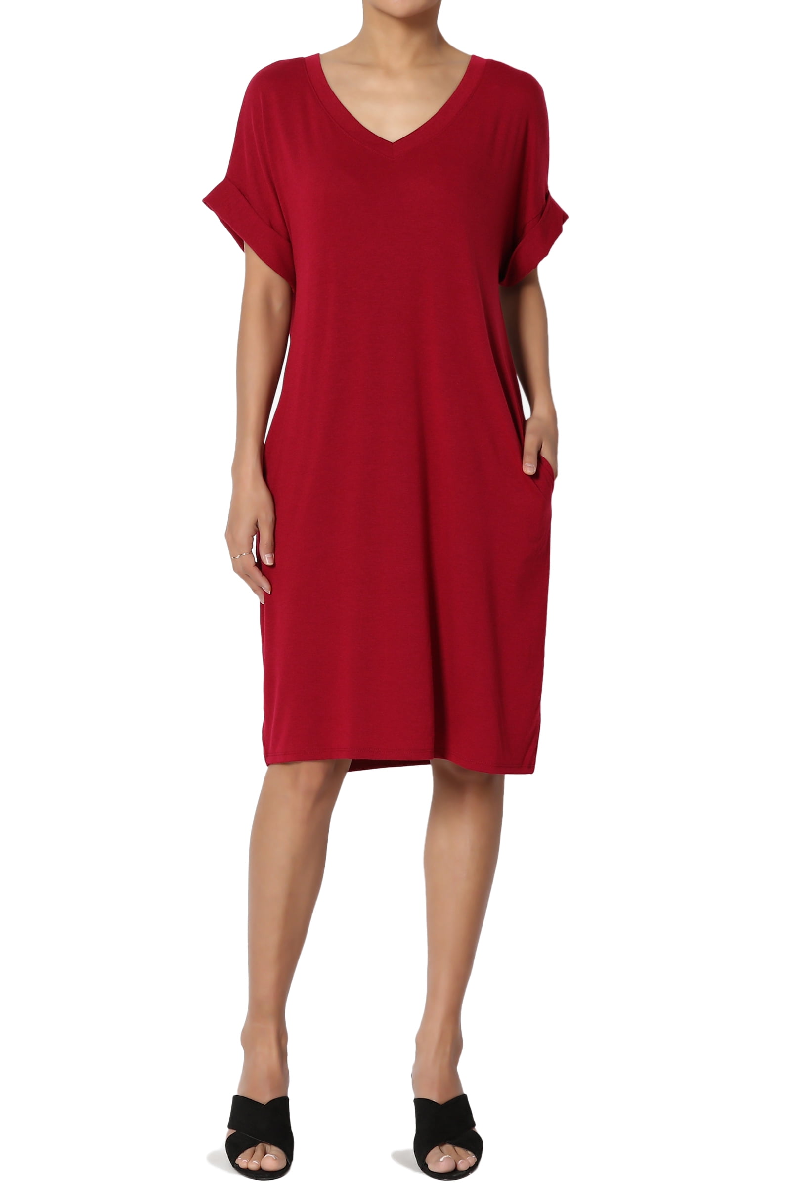 v neck t shirt dress with pockets