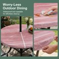 thumbnail image 5 of Round Outdoor Tablecloth with Umbrella Hole and Zipper, Pink Tablecloth with Elastic Waterproof, Vintage Modern Abstract Art Ombre Patio Table Covers for 36" - 44" Picnic Pool Tables, 5 of 9