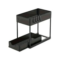 FeiFu Adjustable Under-Sink Pull-Out Organizer Expandable Storage Rack for Kitchen Bathroom Cabinets No-Tool Installation Rustproof Design Black