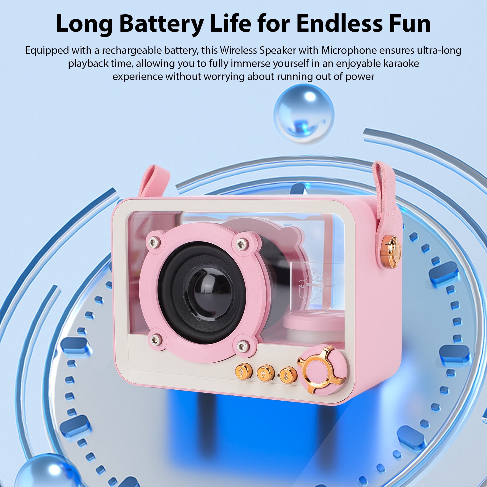 YAHHU Mini Karaoke Machine with Wireless Microphone, Portable Bluetooth Speaker KTV Set for Home Party Kids Adults, Pink Single Mic (9.84 inches/25 cm)