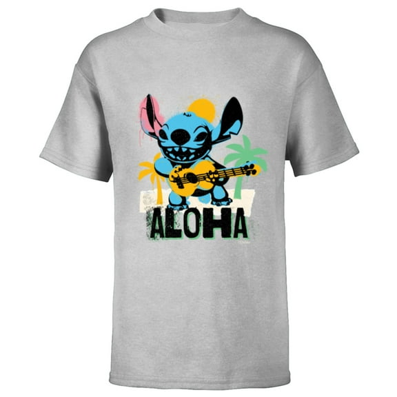 Disney Lilo & Stitch Galactic Grunge Aloha Stitch - Short Sleeve T-Shirt for Kids - Customized-Athletic Heather