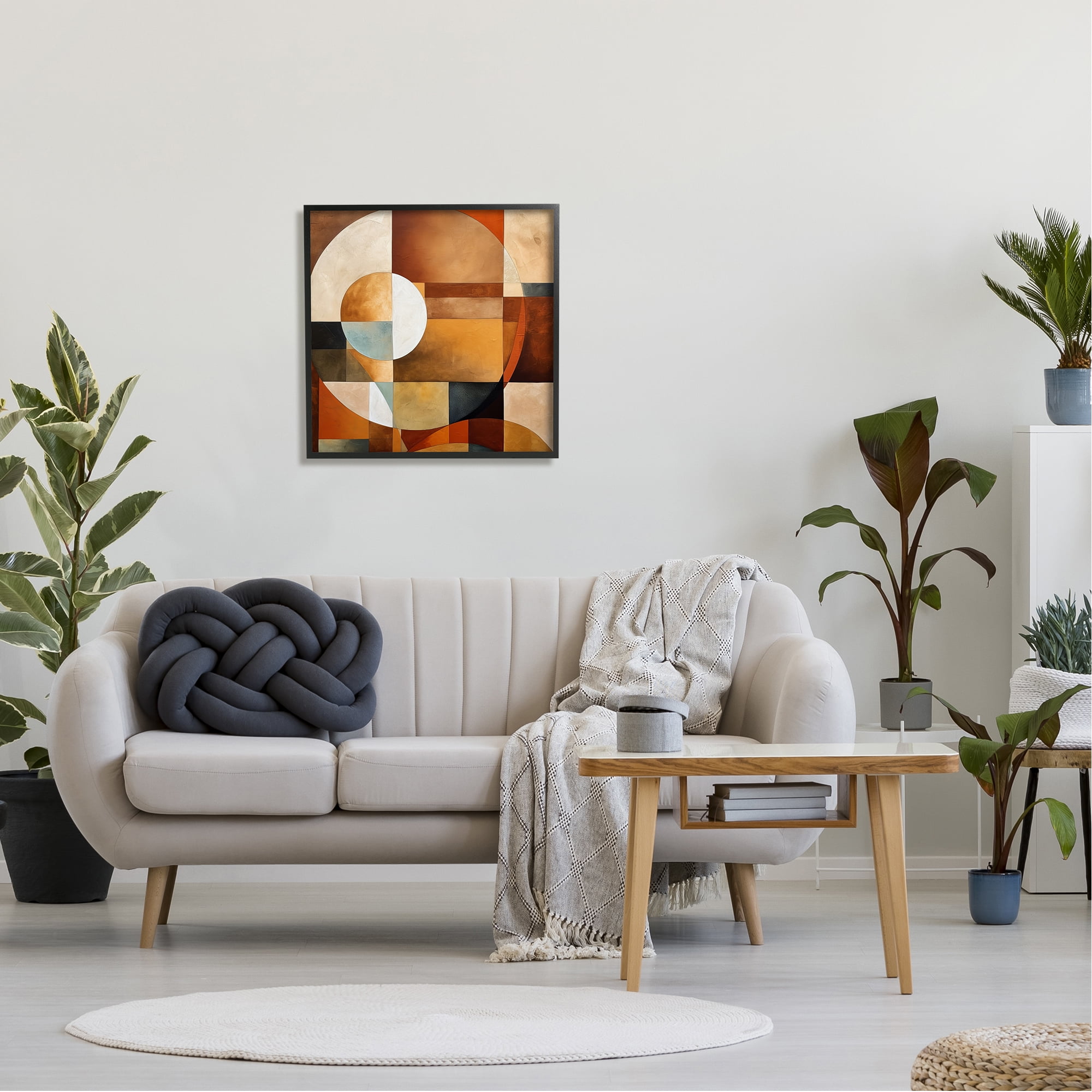 Stupell Industries Modern Shapes Pattern Abstract Painting Black Framed Art Print Wall Art, 24 x 24