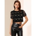 thumbnail image 3 of Camiseta con borlas y lentejuelas Allegra K para mujer Negro L, 3 of 6