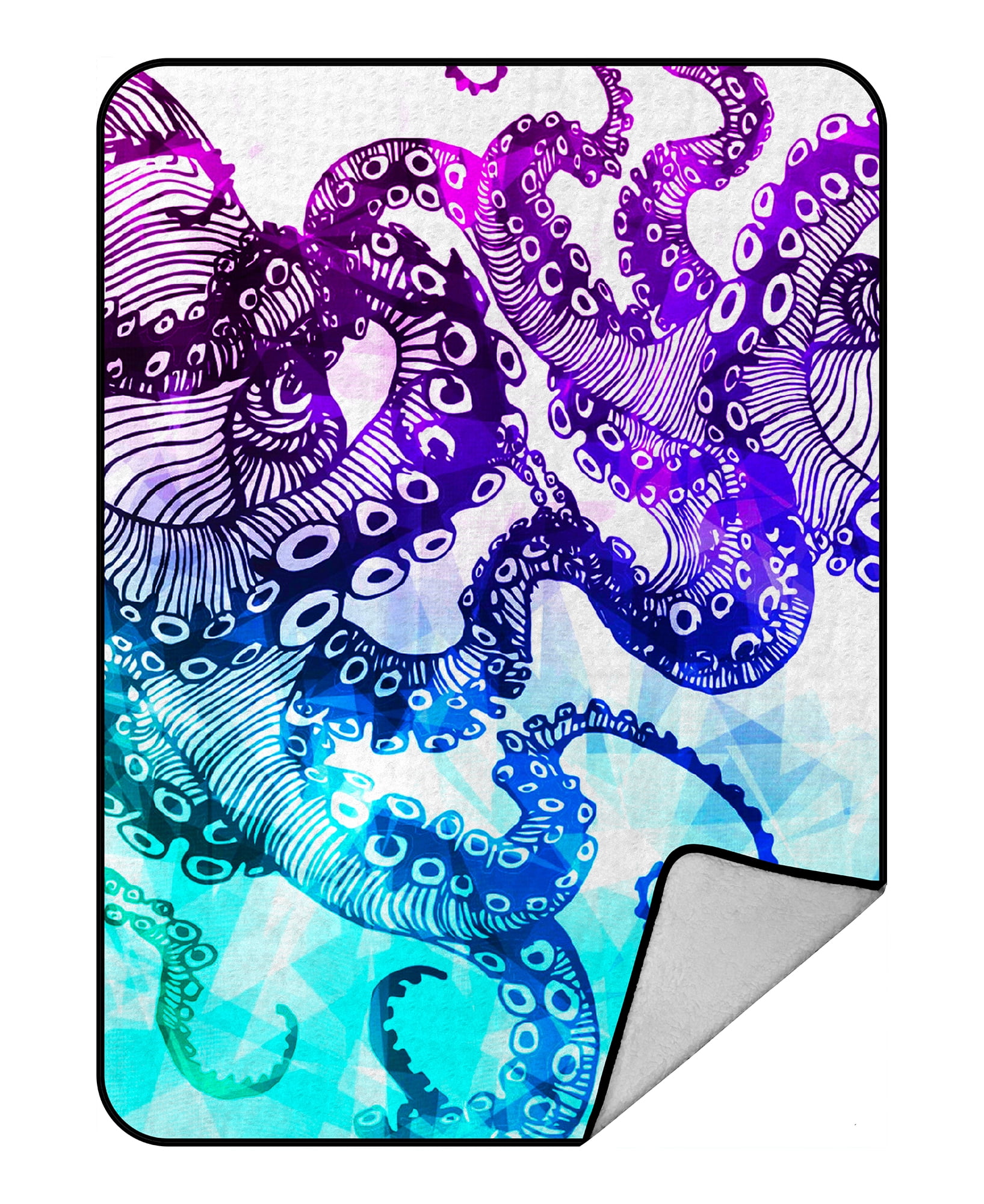 GCKG Colorful Octopus Blanket,Colorful Octopus Fleece Blanket Crystal