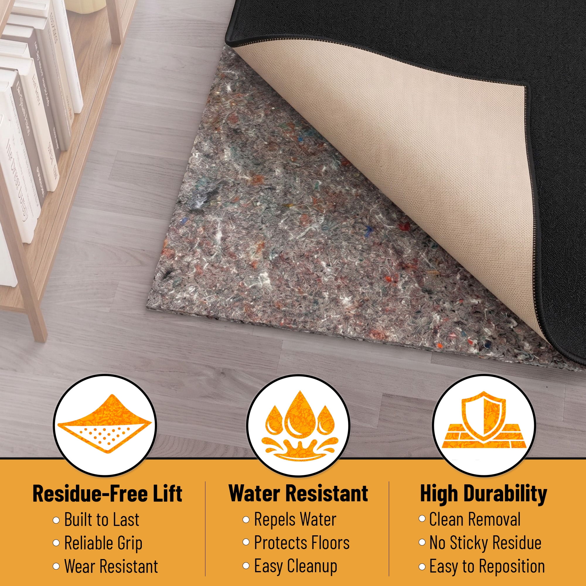 Ottomanson Absorbent Non-Slip Runner Rug Pad Dual Surface Safe for Hardwood & Carpet, 3' x 6'