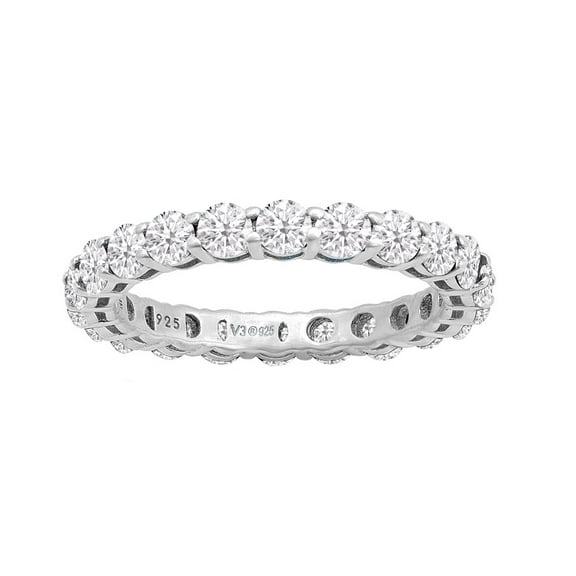Sterling Silver with Moissanite Eternity Band Ring