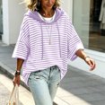 thumbnail image 6 of Hueook Fall Hoodies for Women Striped Print Drawstring Long Sleeve Casual Sweatshirt with Pockets Purple XL, 6 of 8
