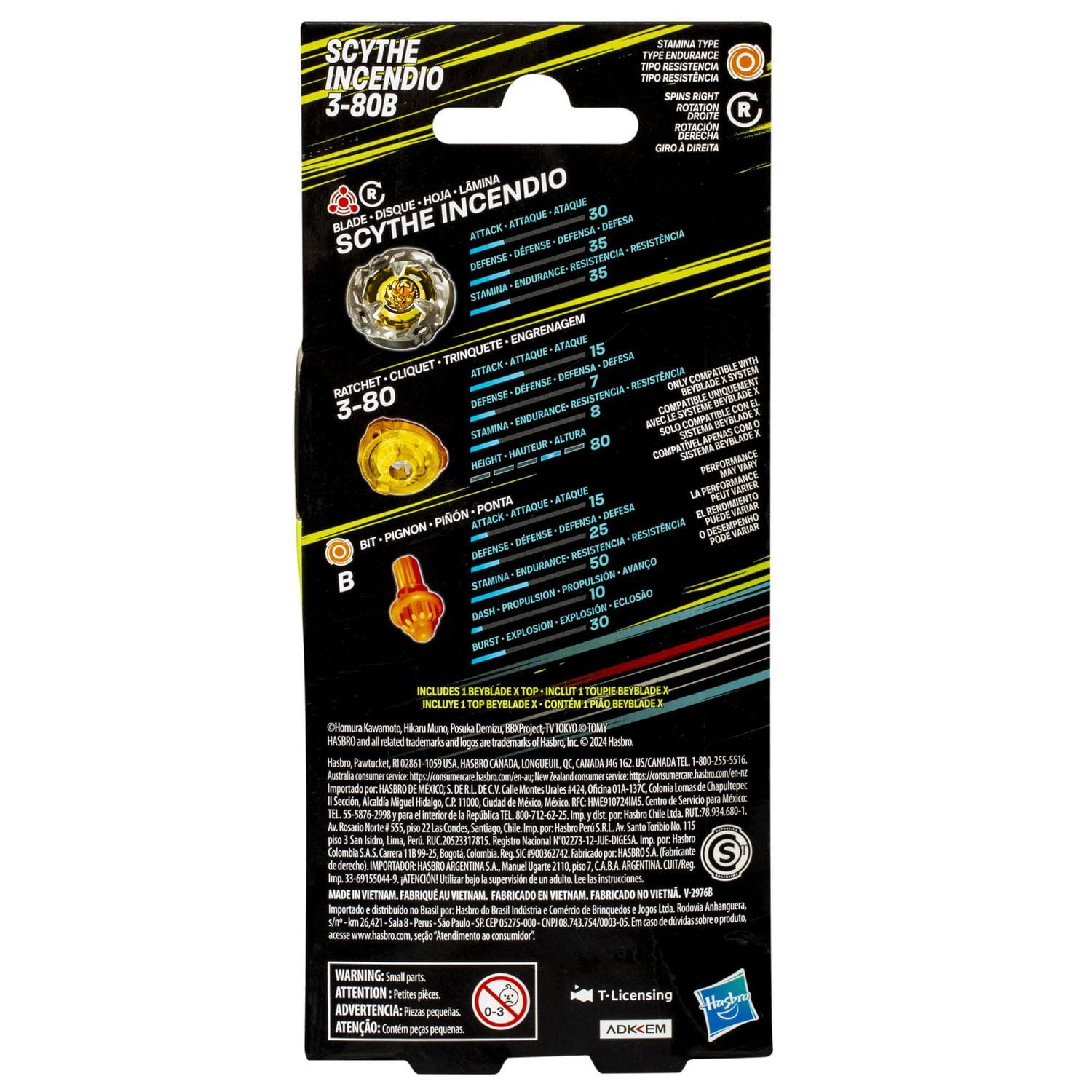 Beyblade X Scythe Incendio 3-80B Top Booster Pack Set