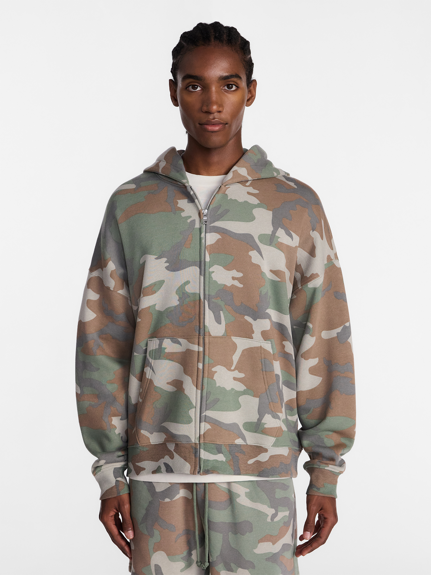 No Boundaries Men's Boxy Oversized Fleece Zip Hoodie photo 2