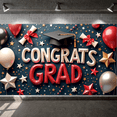 thumbnail image 6 of Gold Theme Graduation Banner Pink White Balloons Grad Party Backdrop Star Decor Graduation Cap Design Graduation Background for Graduation Party College Graduation Photo Shoot, 6 of 9