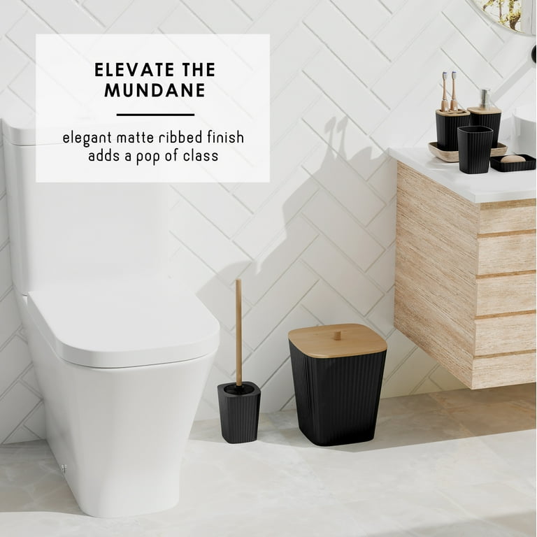 Hearth & Harbor Black Bathroom Accessories Set with Shower Curtain