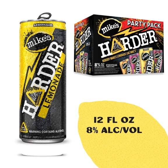 Mike's Harder Lemonade Party Variety Pack, 12 Pack, 12 fl oz Cans, 8% ABV