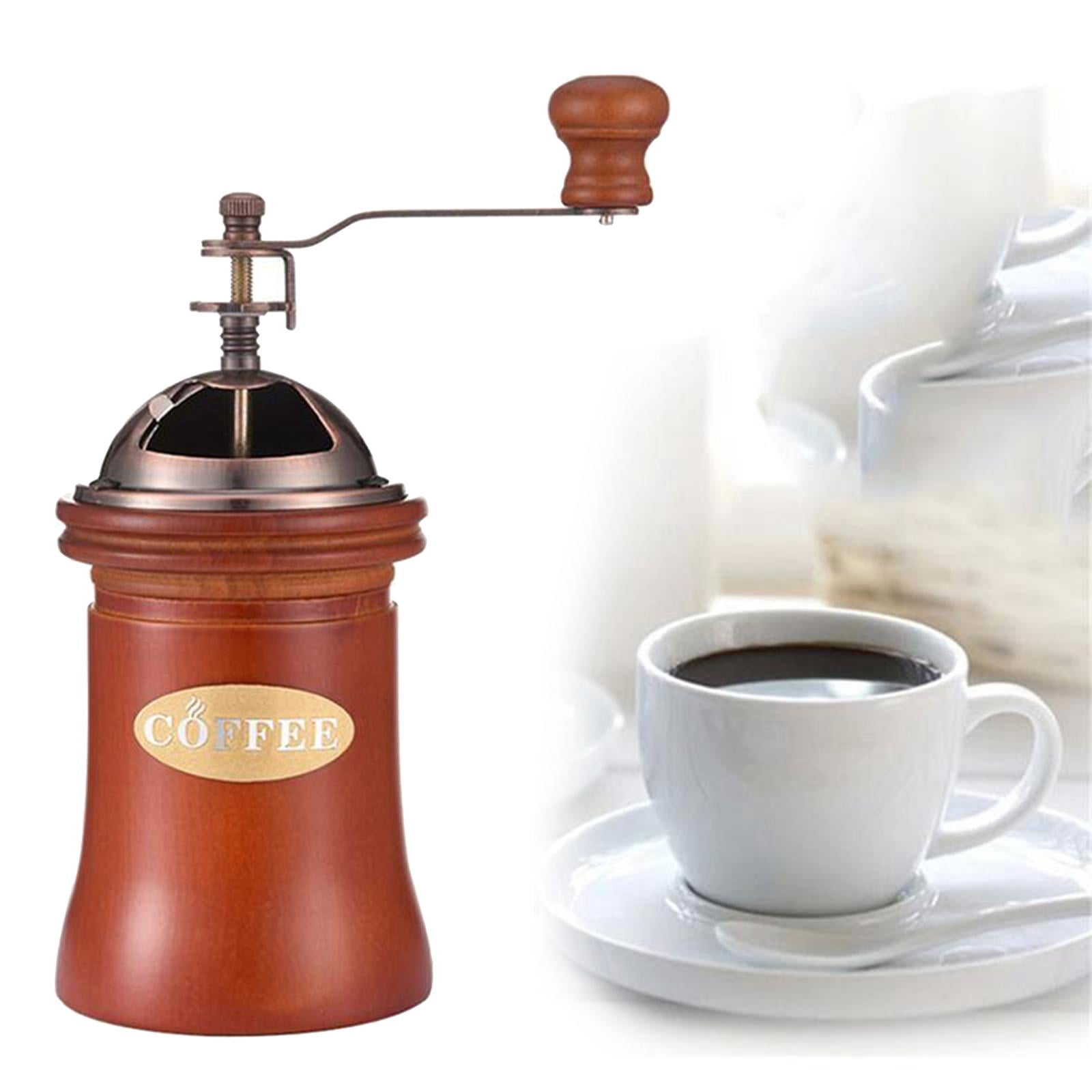 Classic Manual Coffee Grinder W/Wood Base Hand Crank Coffee Bean Mill Tool