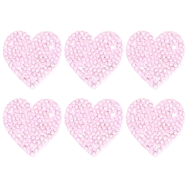 Uxcell 6-Pack Parches de Corazón de Strass para Planchar 3.5cm Rosa Claro Apliques Adhesivos Brillantes Parches de Corazón para DIY/Ropa/Zapatos/Bolsa