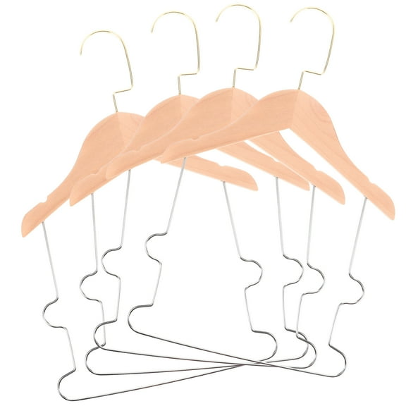DRAFIDEEP 4Pcs Natural Wood Finish Wooden Hangers For Drying And Hanging Clothes