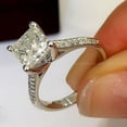 thumbnail image 2 of Solitaire 2CT Princess Cut Lab Created VVS1/D Diamond Ring 14K White Gold Plated 925 Silver, 2 of 2