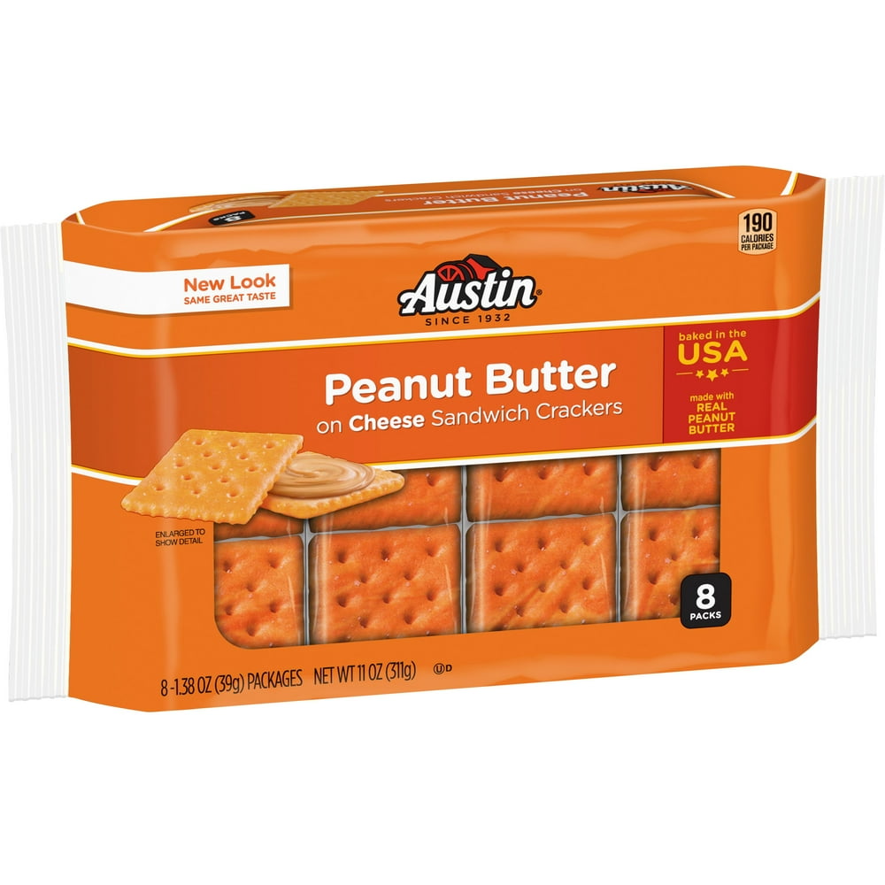 Austin Sandwich Crackers, Peanut Butter on Cheese Crackers, 8ct 11oz