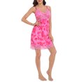 thumbnail image 4 of HDE Women's Silk Nightgown Satin V Neck Babydoll Lace Chemise Pink Floral XXL, 4 of 6