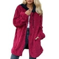 thumbnail image 3 of MuXiKeJi Winter Coat for Women Casual Loose Hooded Mid Long Fuzzy Jacket Full Zip Cozy Sherpa Outerwear, 3 of 5