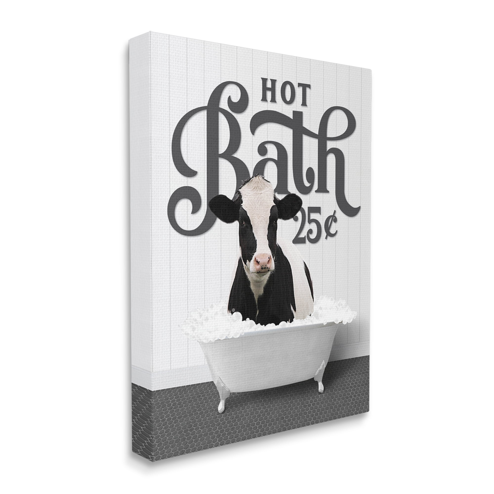 Stupell Industries Hot Bath Farmhouse Cow Animals & Insects Painting Gallery Wrapped Canvas Print Wall Art, 36 x 48