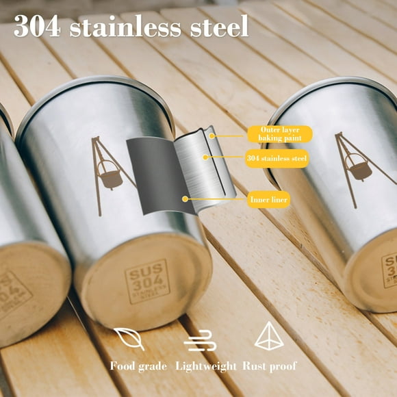 Outdoor Camping Cup 304 Stainless Steel Beer Cup Singlelayer Portable Mouth Cup 350ml Coffee Cup Tea Cup Camping Water Cup