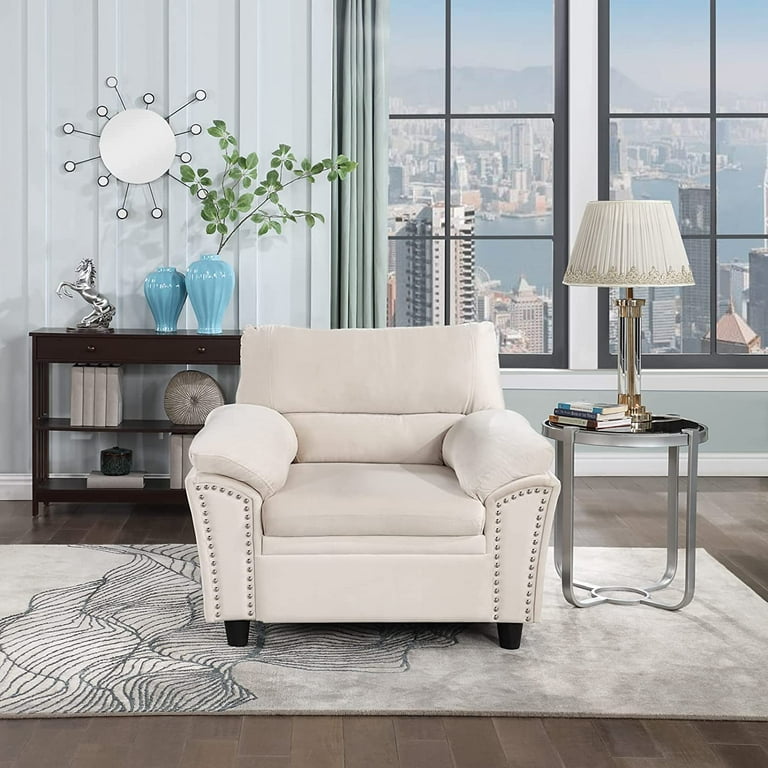 Single Seater Sofa Velvet Super Cozy Upholstered Couch for Club Chair Home Theater Padded Seat Living Room Lounge Sofa
