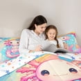 thumbnail image 4 of Manfei Kids Children Cartoon Axolotl Twin Bedding Sets 7-Piece,Kawaii Rainbow Bedding Comforter Set Microfiber,Cute Stars Print Breathable Sheet Sets,Super Cozy Room Decor,Reversible, 4 of 8