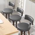 thumbnail image 3 of WOOW DEPOT PU Swivel Bar Stools Set of 2, 29" Seat Height Modern Upholstered Bar Chairs w/ Mid-back Round Seat Walnut Legs Leather Island Stools for Kitchen Counter, 3 of 11