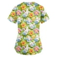 thumbnail image 3 of IYYVV Easter Scrubs Top for Women with Pockets Easter Eggs Bunny Rabbit Printed Fun Medical Proffesional V Neck Short Sleeve Working Shirts Plus Size Orange 4XL, 3 of 6