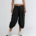 thumbnail image 3 of Loose Capri Pants for Women Elastic Waist Lightweight Casual Shorts Summer Outdoor Cropped Pants, 3 of 7