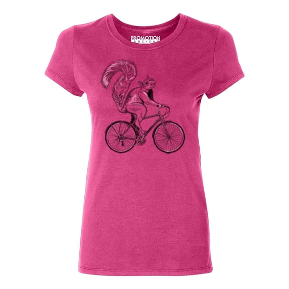 P&B Squirrel Riding Bike Women's T-shirt, 3XL, Cyber Pink