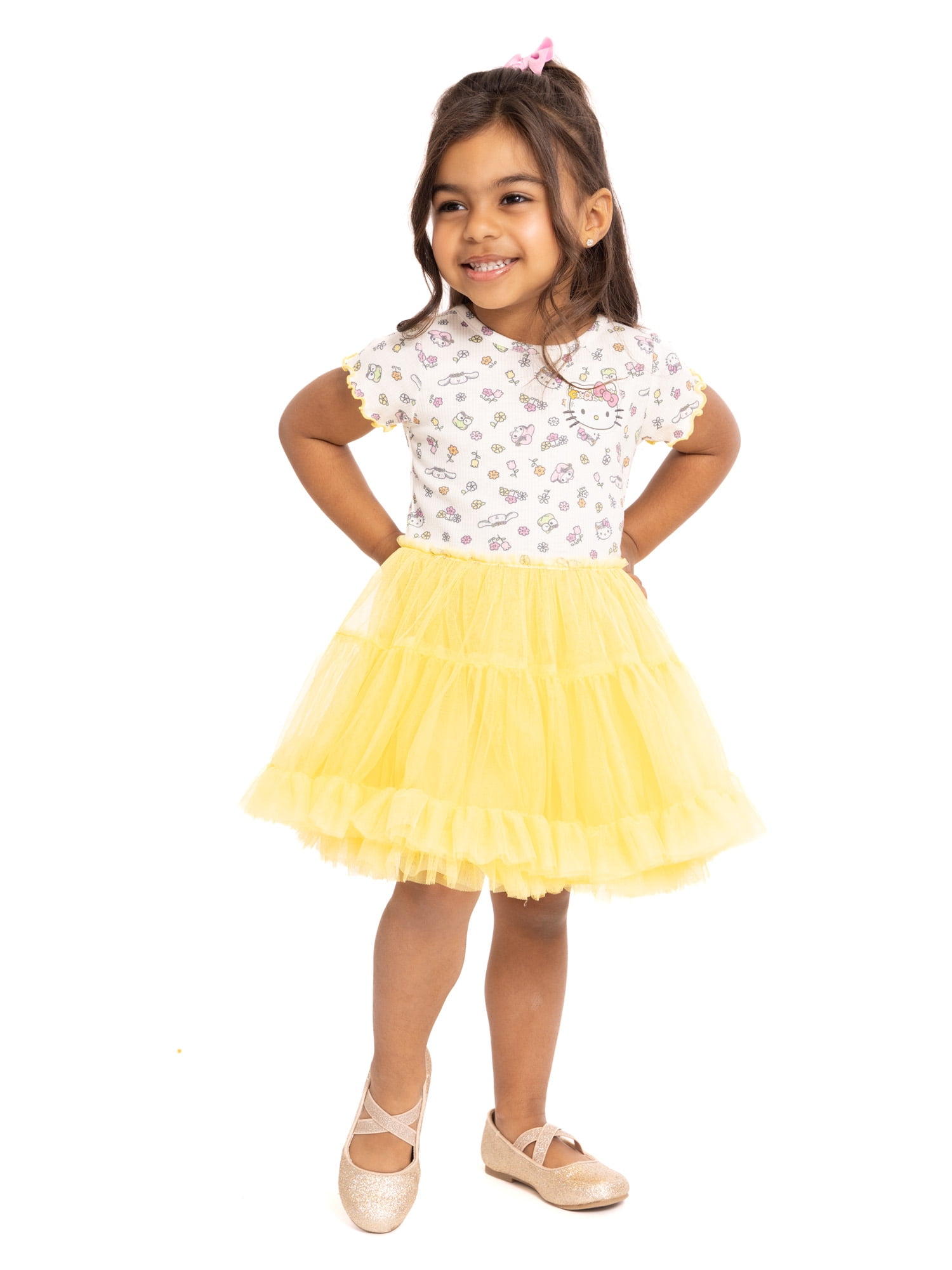Hello Kitty Toddler Girls Graphic Tutu Dress with Short Sleeves, Sizes 12M-5T