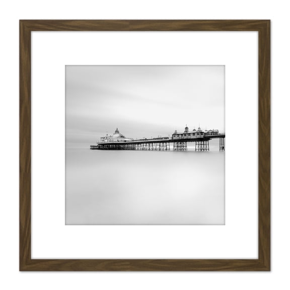 Warby Eastbourne Pier Sussex Sea Photo 8X8 Inch Square Wooden Framed Wall Art Print Picture with Mount