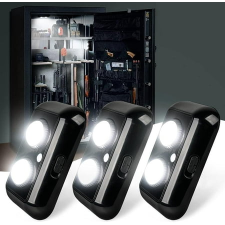 3 PCS Gun Safe Light Kit with PIR Motion Sensor Rotatable Lens Multi-Directional Sensitive Lighting Inside for Your Gun Safes Cabinet Closet and Locker