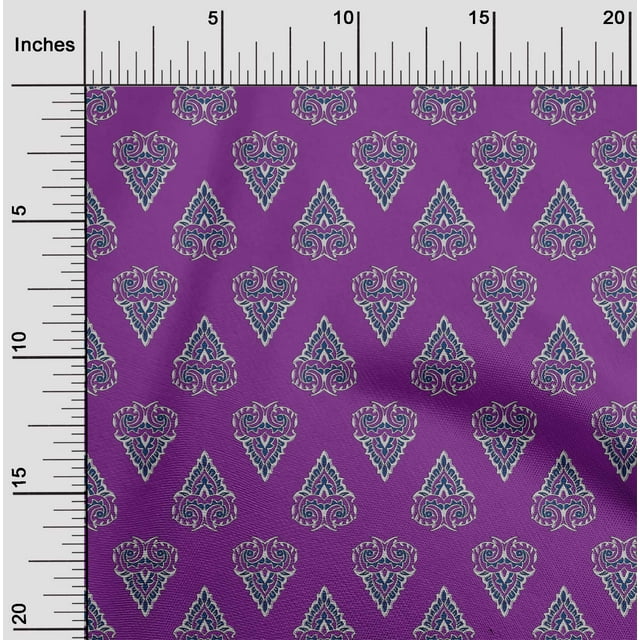 oneOone Cotton Cambric Fabric Leaves & Floral Block Print Fabric By Yard 56 Inch Wide
