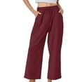 thumbnail image 2 of Wide Leg Pants Woman, Pure Cotton and Baggy Elastic with Pockets, 2 of 9